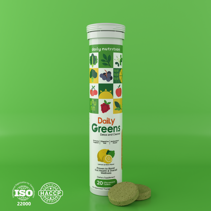 Daily Greens Detox & Cleanse – Detox Naturally with Superfood-Packed Effervescent Tablets (20 Tabs)