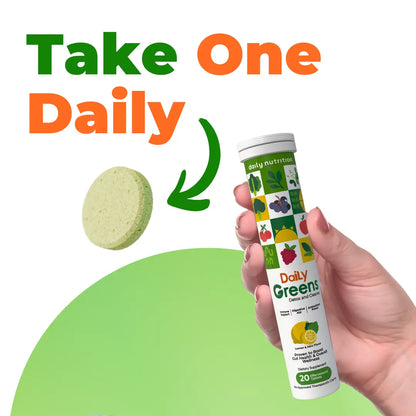Daily Greens Detox & Cleanse – Detox Naturally with Superfood-Packed Effervescent Tablets (20 Tabs)